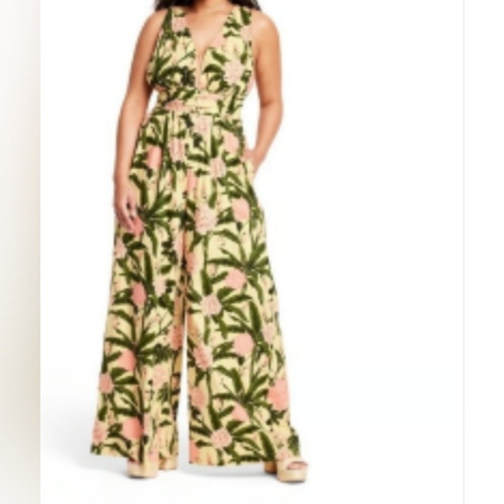 AGUA BENDITA For Target Romper Halter Tropical Peony Festive Sz Large, NWT